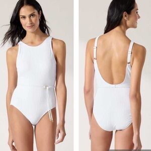 Tommy Bahama Cable Beach High Neck Belted One Piece Swimsuit Sz 14